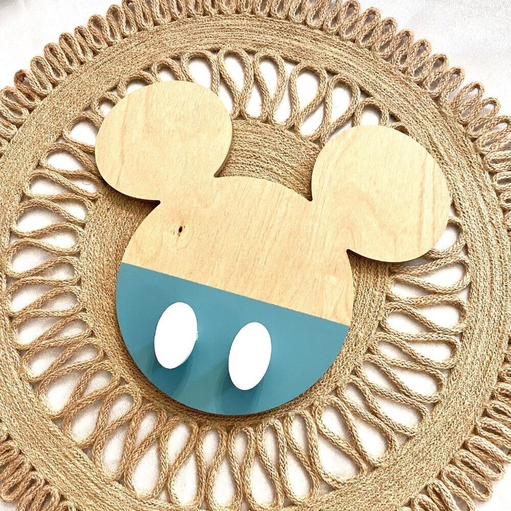 NWOT Disney Mickey Ears Wooden Hook Blue